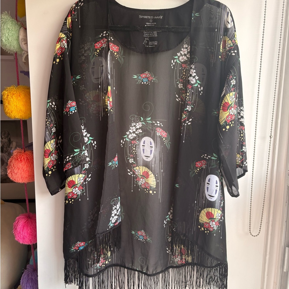 Her Universe Black Kimono Shall with Spirited Away pattern